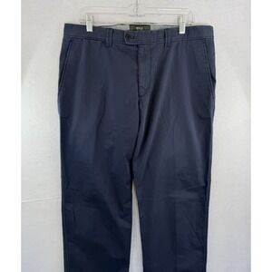 Brax Evans Pants Mens 36x34 Navy Chinos Flat Front Stretch Regular Fit